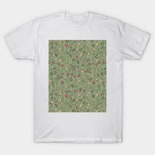 Vintage Style Floral Blooms Repeat Pattern Illustration T-Shirt